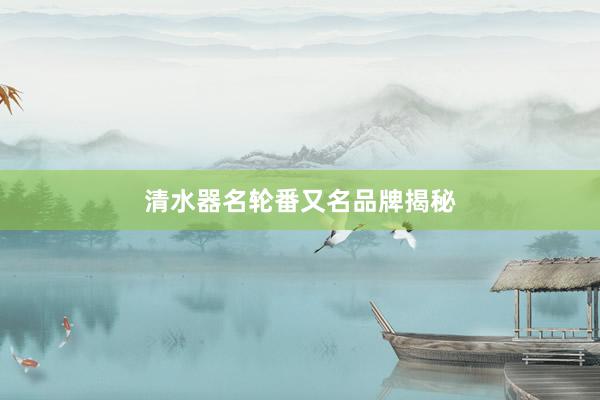 清水器名轮番又名品牌揭秘